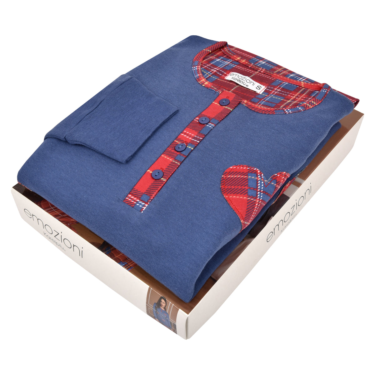 Pigiama donna caldo cotone bluette Karelpiù SE3419