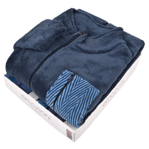 Giacca da camera uomo vestaglia zip caldissima Karel blu SE3486