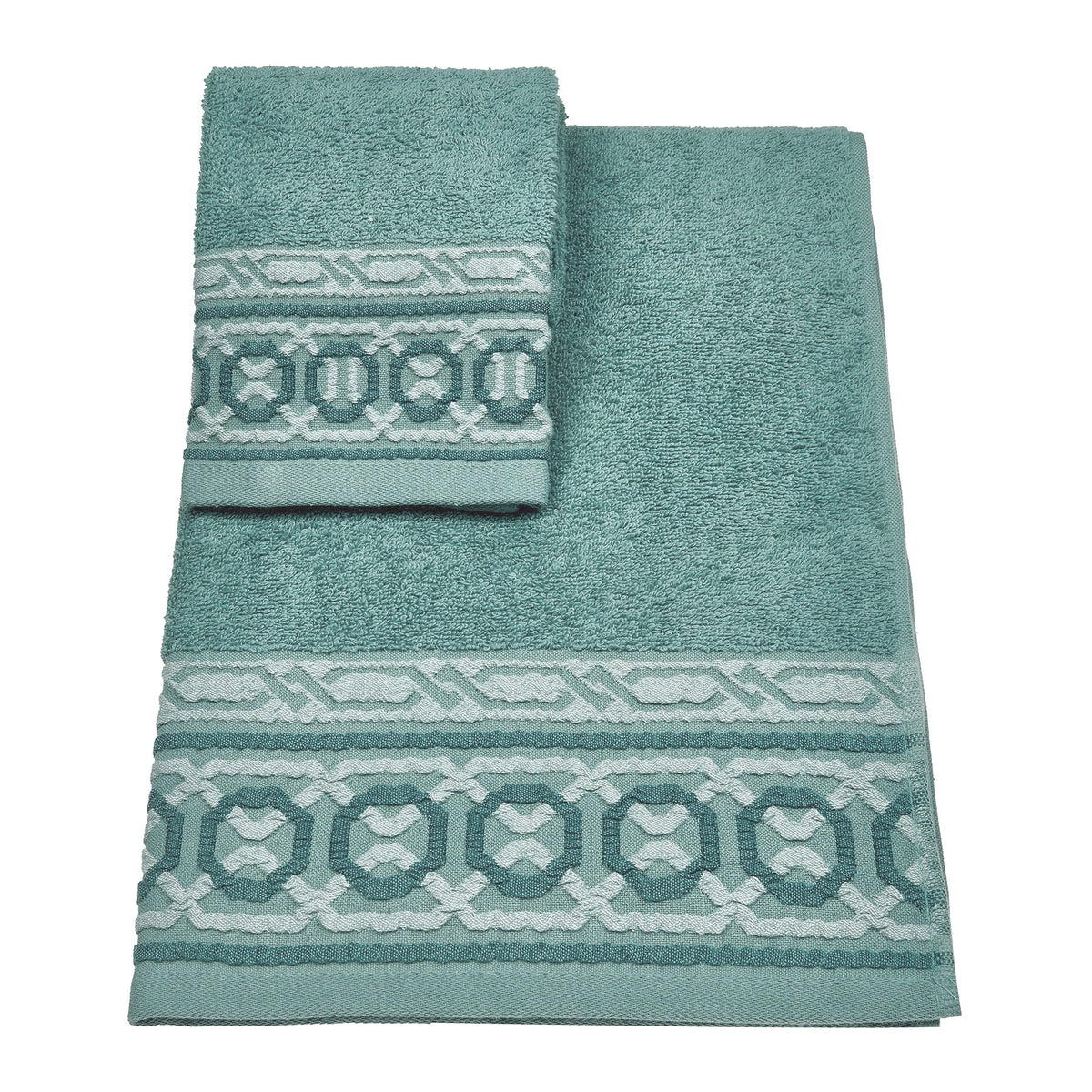 Vingi set asciugamani viso + ospite cotone Kelly acquamarina
