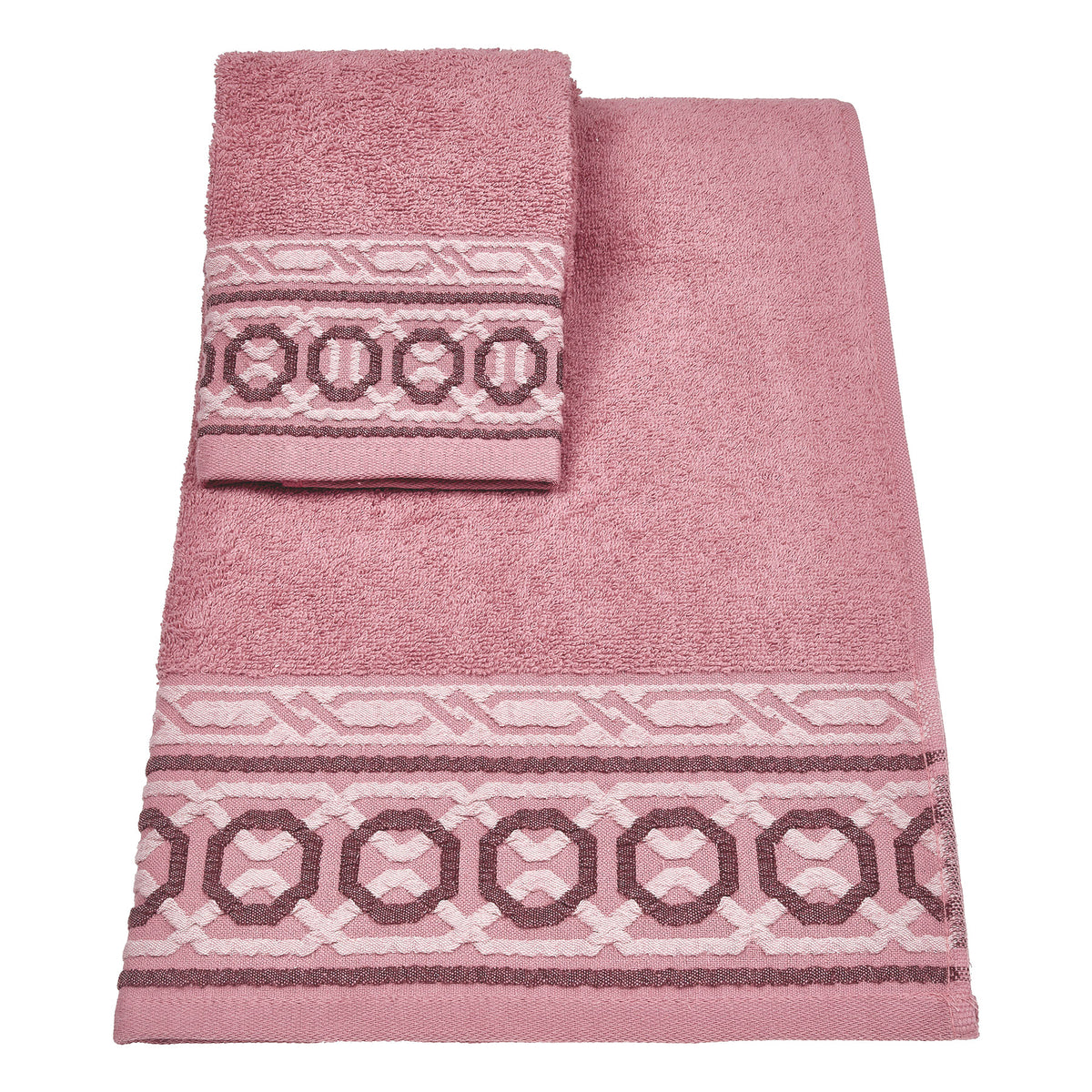Vingi set asciugamani viso + ospite cotone Kelly rosa