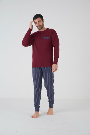 Pigiama uomo caldo cotone con polsini e taschino Karel KF 5123 PLU