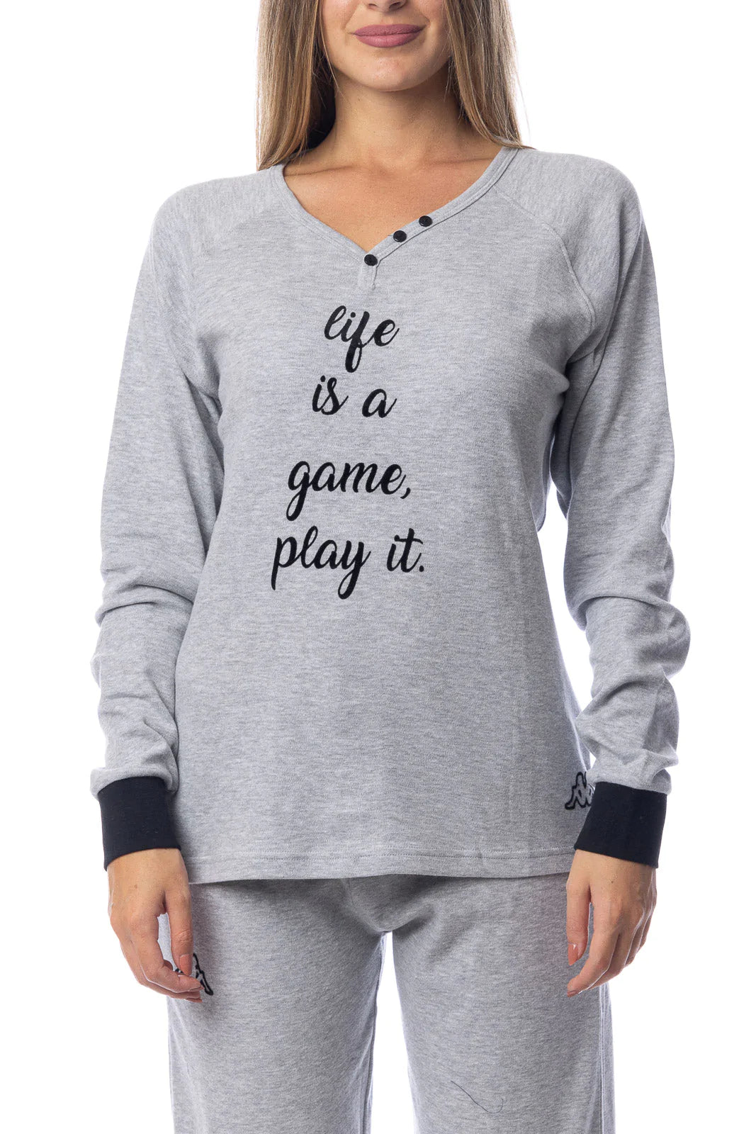Pigiama Kappa donna grigio  melange caldo cotone modello sportivo KWW22209