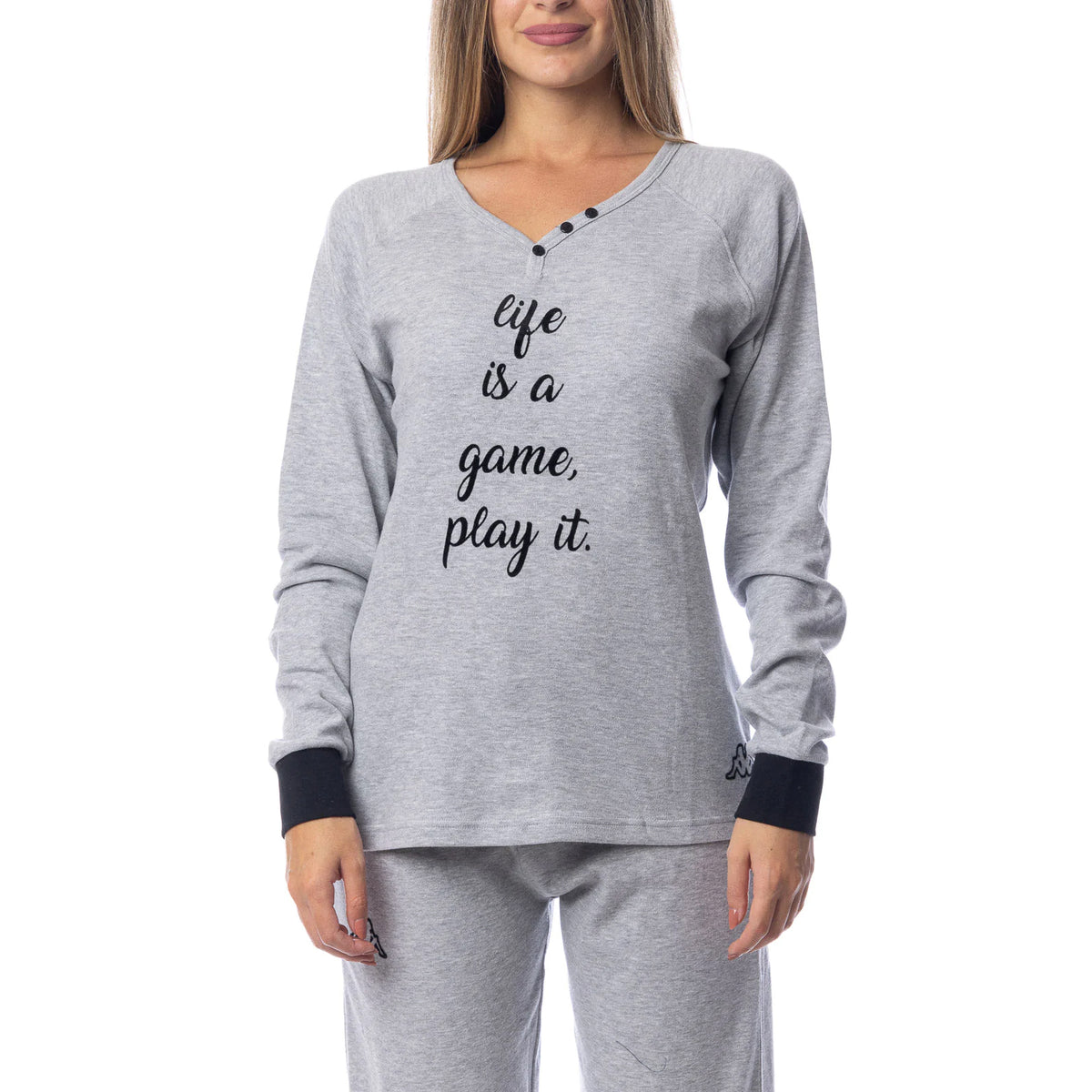 Pigiama Kappa donna grigio  melange caldo cotone modello sportivo KWW22209