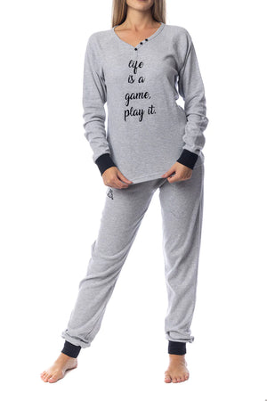 Pigiama Kappa donna grigio  melange caldo cotone modello sportivo KWW22209
