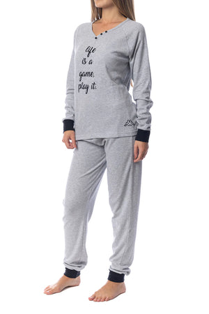 Pigiama Kappa donna grigio  melange caldo cotone modello sportivo KWW22209