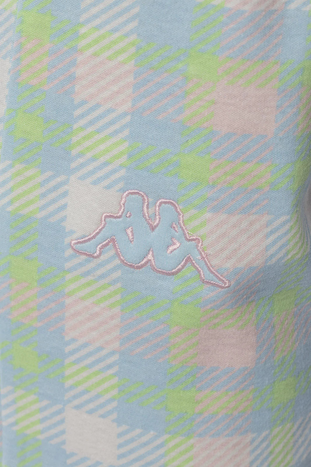 Pigiama donna caldo cotone maglia celeste pantaloni quadri Kappa 22210
