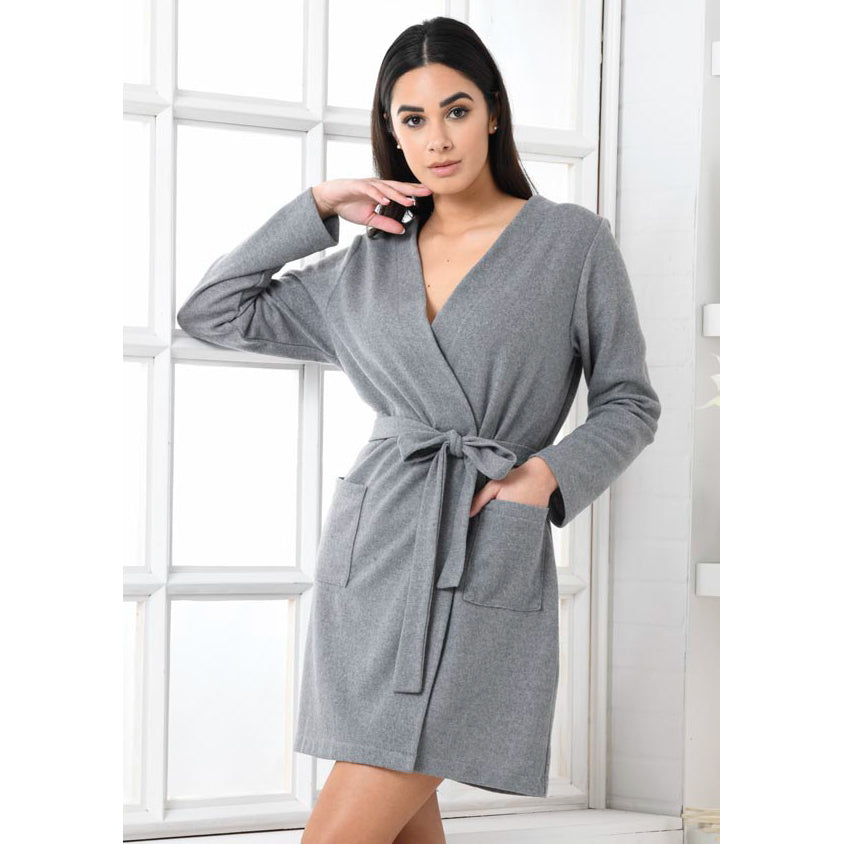 Vestaglia donna con cinta punto milano Biancaluna D2525 grigio