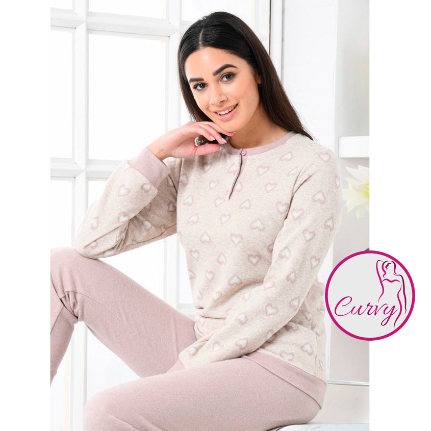 Pigiama donna calibrato curvy conformato punto milano cacao Biancaluna D25633