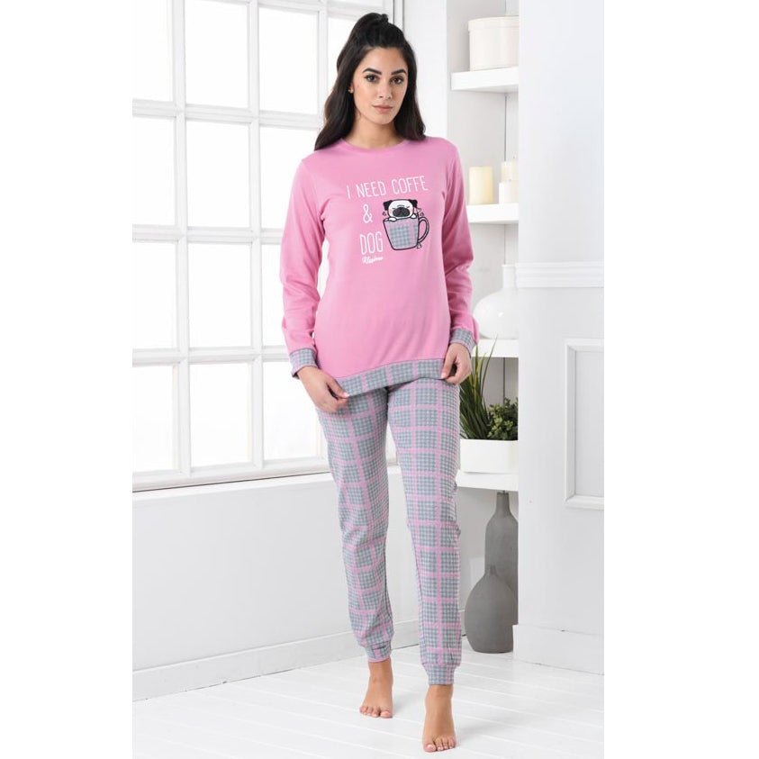 Pigiama donna Biancaluna D3006 caldo cotone rosa