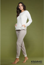Pigiama da donna Biancaluna 2010IN lungo caldo cotone beige