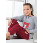 Pigiama bambina caldo cotone Biancaluna D3091 renna a scacchi