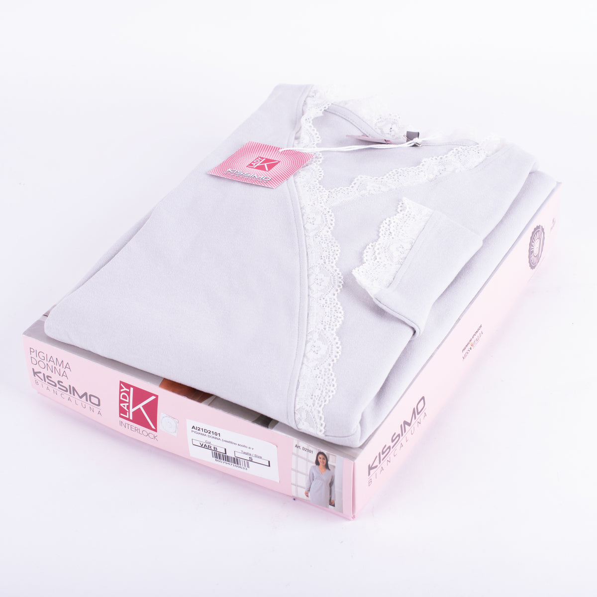 Abito camicia da notte caldo cotone perla inserti pizzo Biancaluna D2101