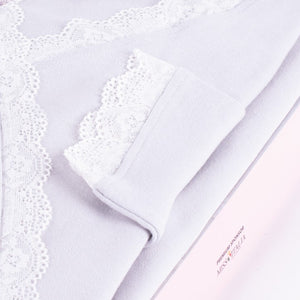 Pigiama donna Biancaluna D2100 caldo cotone grigio perla con pizzo