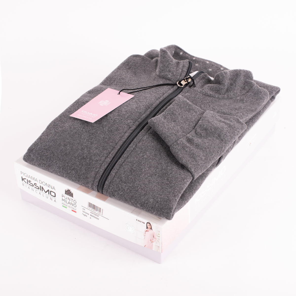 Vestaglia donna invernale punto milano con zip grigio Biancaluna D2537 