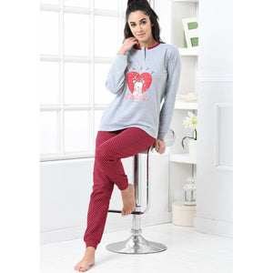Pigiama donna caldo cotone Biancaluna D3081 renna a scacchi