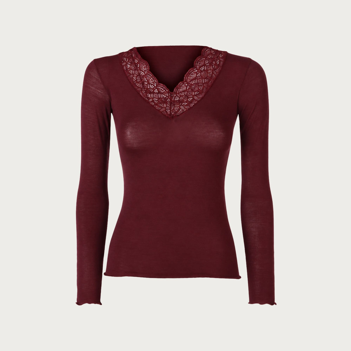 Maglia donna scollo a V con pizzo in cashmere Biancaluna Perla