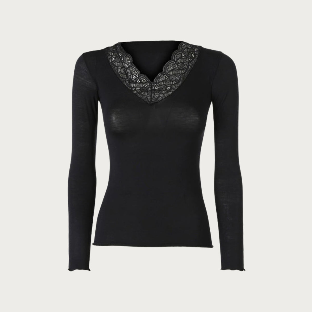 Maglia donna scollo a V con pizzo in cashmere Biancaluna Perla