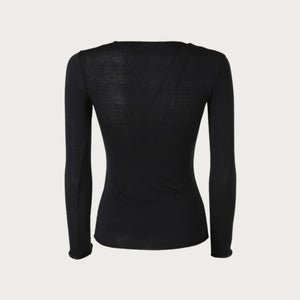 Maglia donna scollo a V con pizzo in cashmere Biancaluna Perla