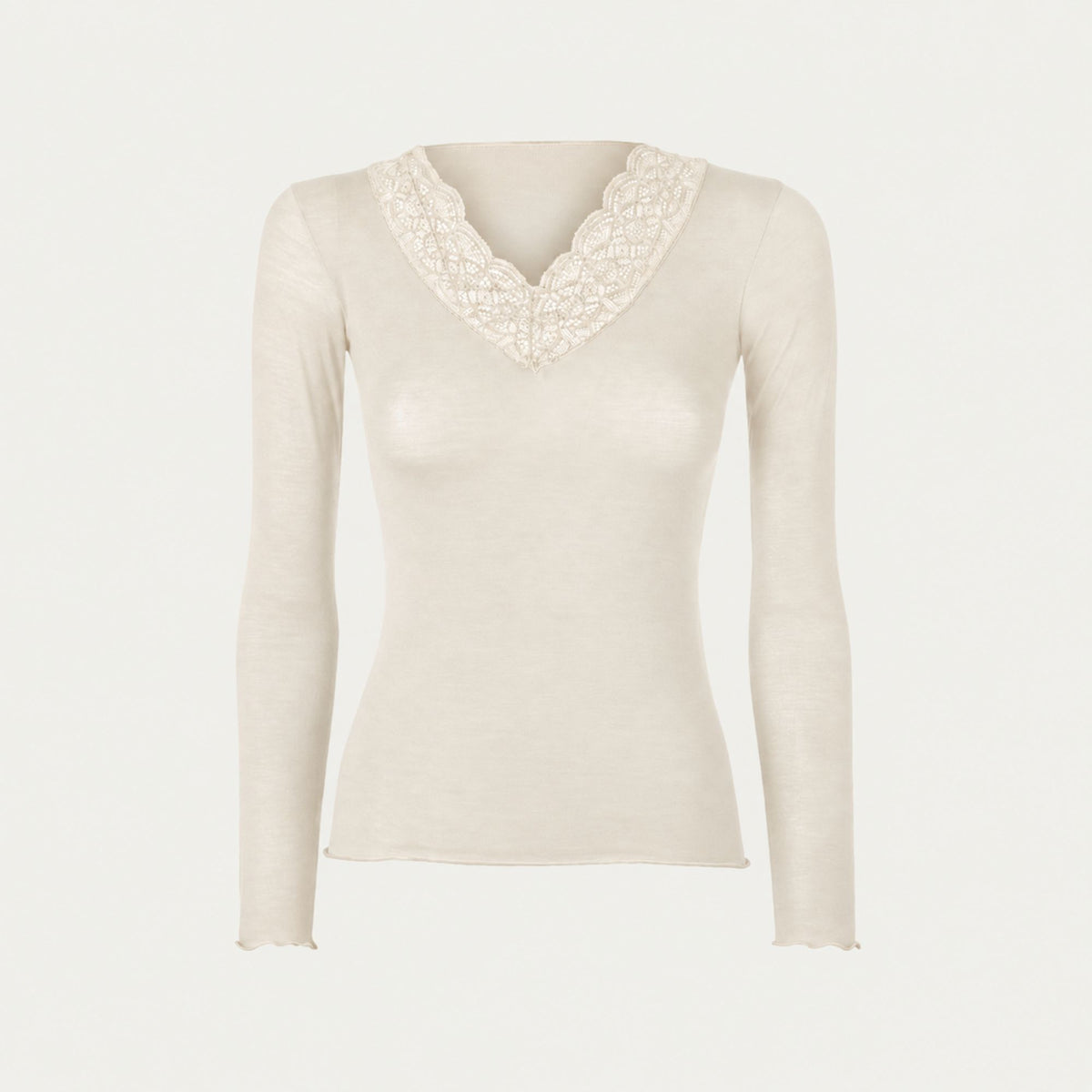 Maglia donna scollo a V con pizzo in cashmere Biancaluna Perla