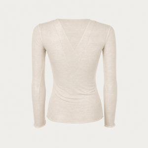 Maglia donna scollo a V con pizzo in cashmere Biancaluna Perla