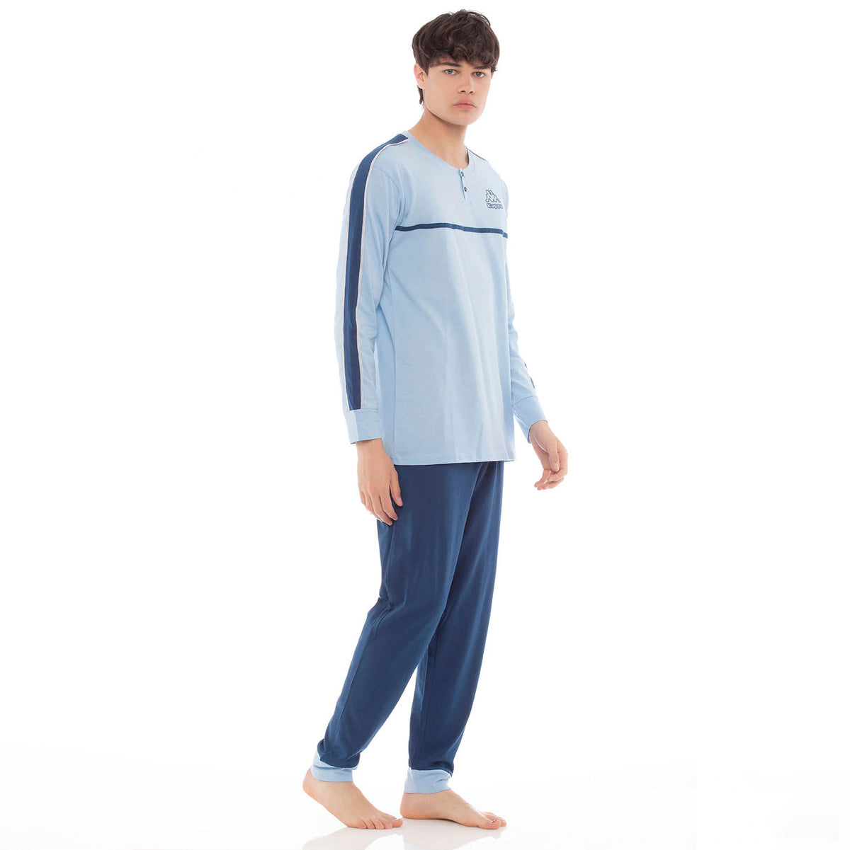 Pigiama uomo lungo cotone leggero Kappa 22803 celeste