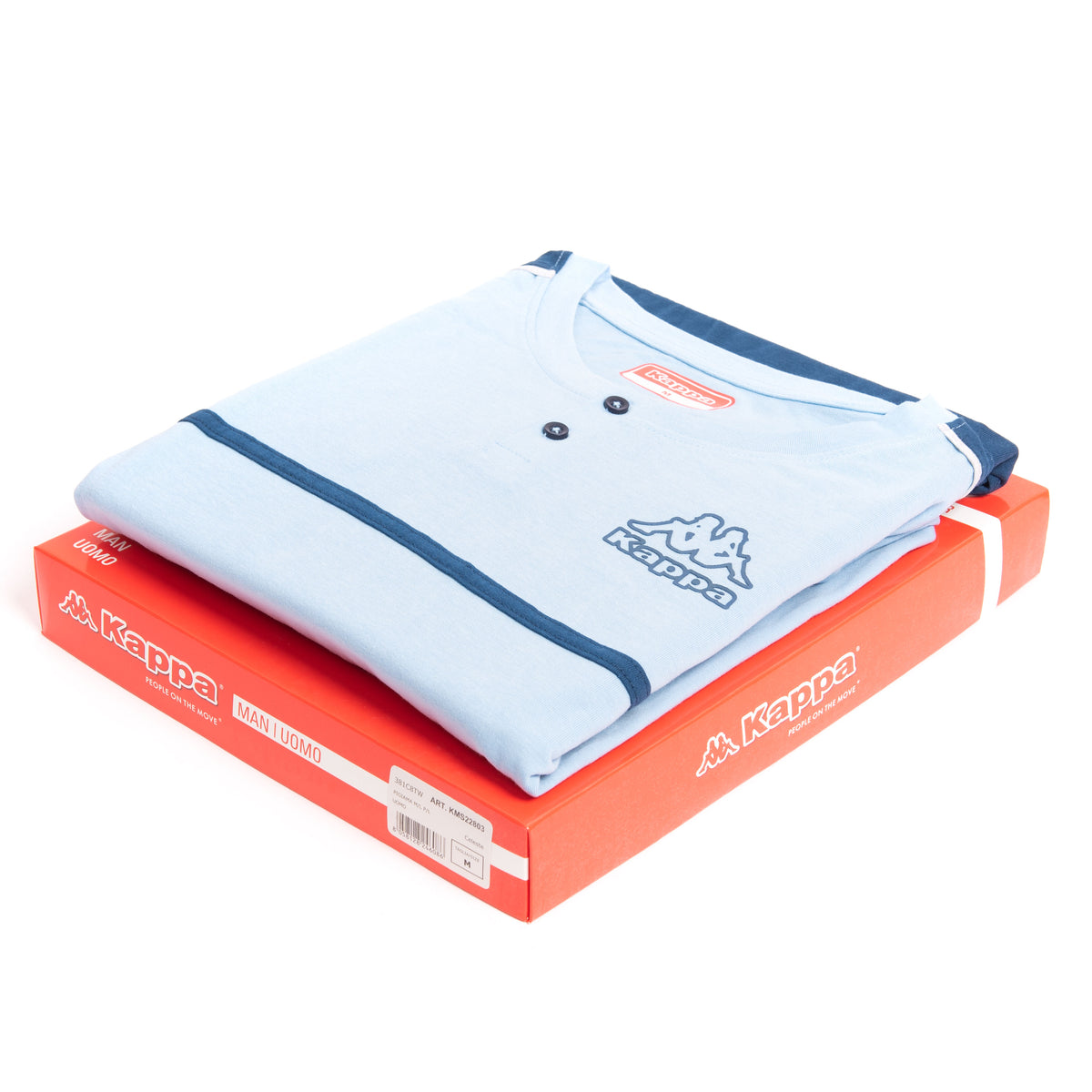 Pigiama uomo lungo cotone leggero Kappa 22803 celeste