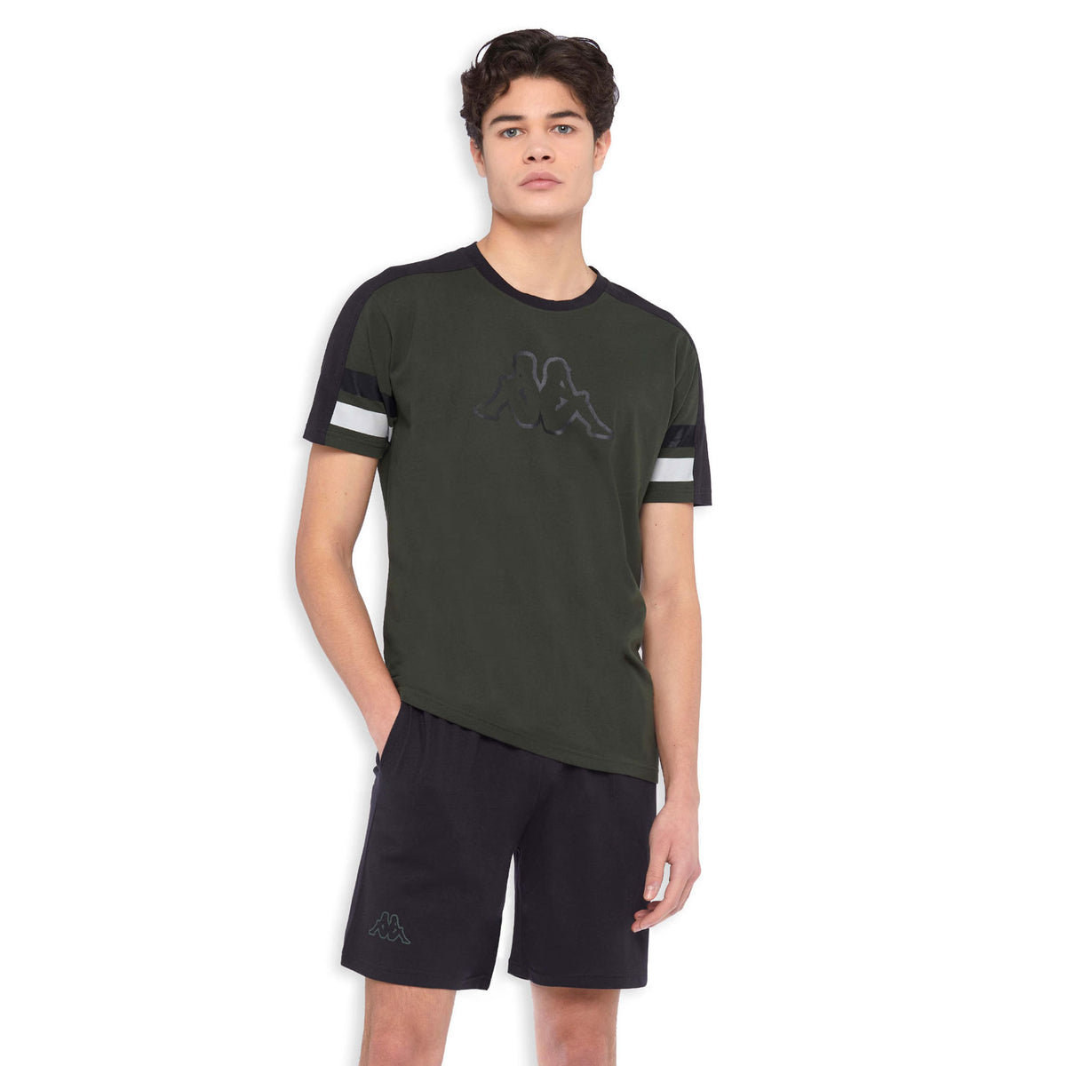 Pigiama uomo cotone corto Kappa KMS22831 verde militare