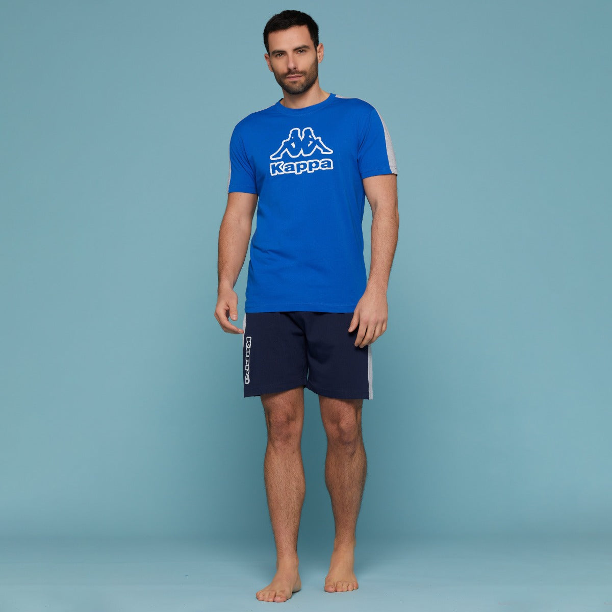 Pigiama uomo sportivo Kappa estivo corto 23725 azzurro blu