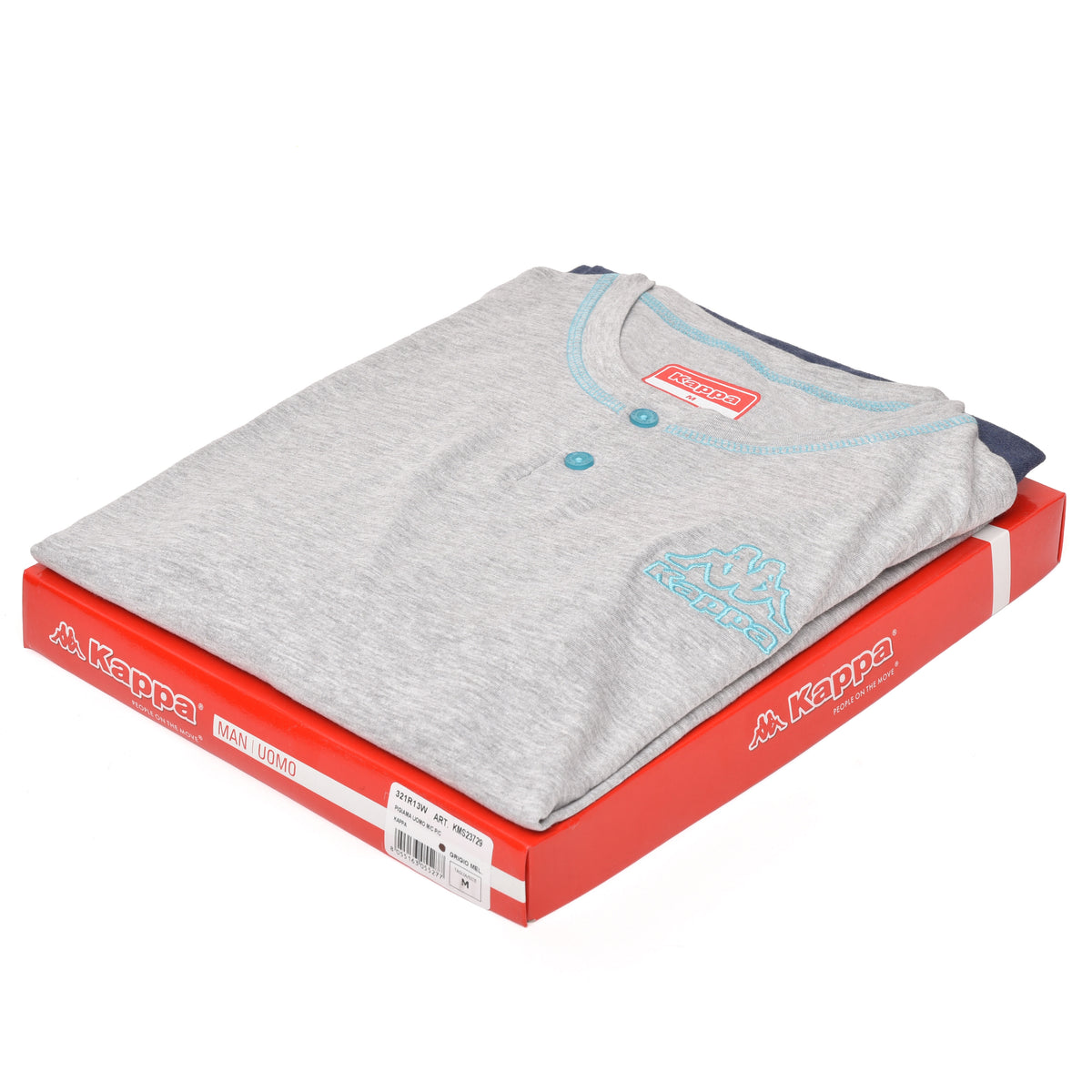 Pigiama uomo corto Kappa KMS23729 celeste cotone Grigio melange
