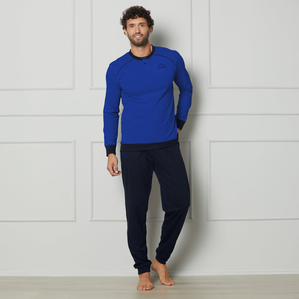 Pigiama Uomo in Cotone Scollo a Serafino Kappa KMS25477