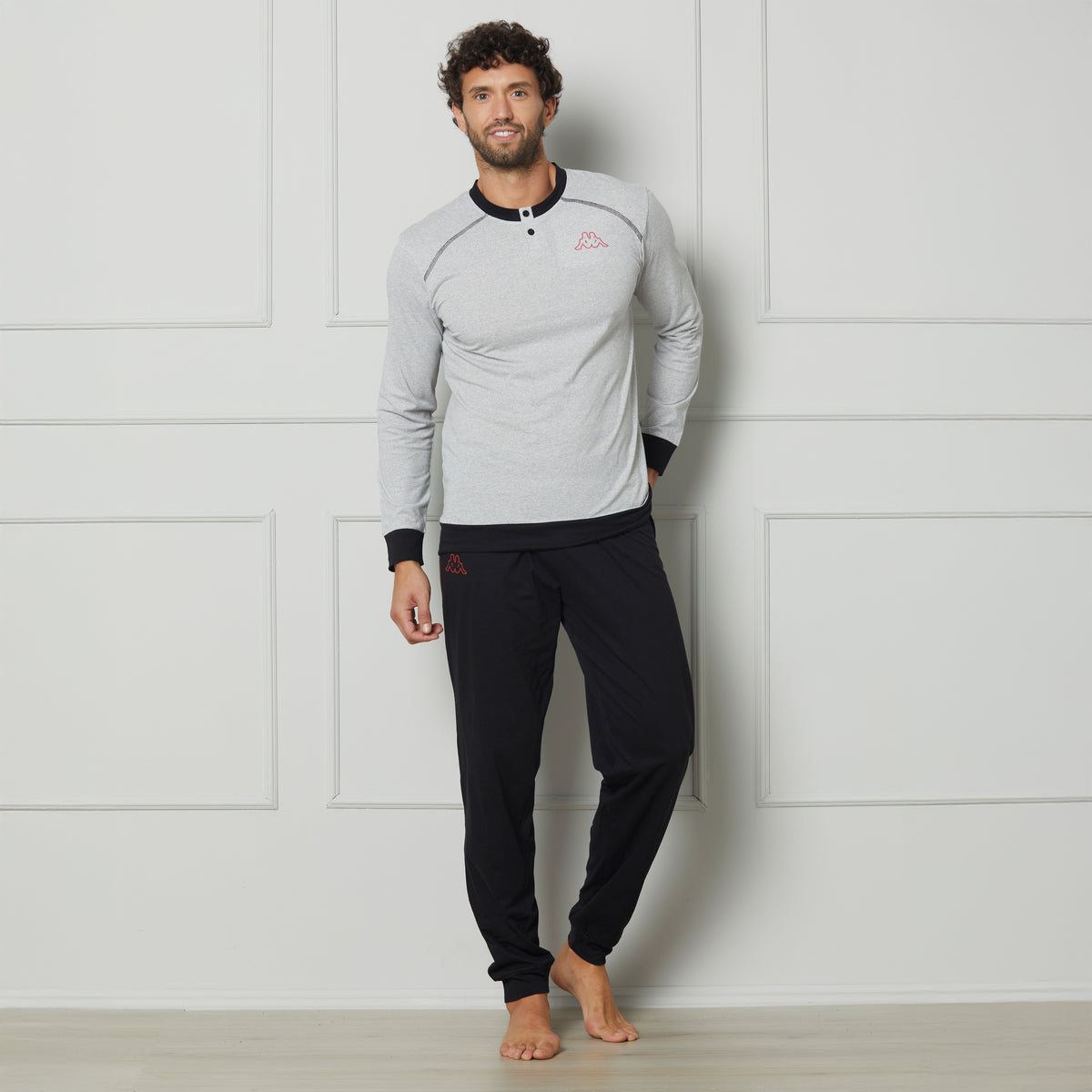 Pigiama Uomo in Cotone Scollo a Serafino Kappa KMS25477