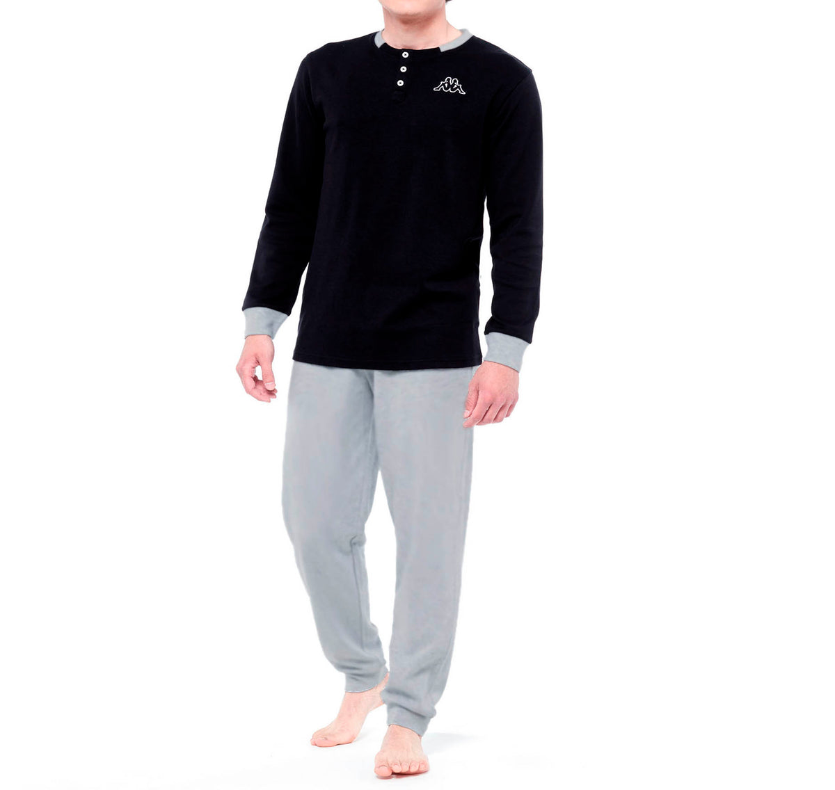 Pigiama uomo calibrato Kappa 21262 caldo cotone conformato nero
