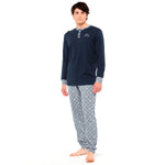 Pigiama uomo Kappa 21417 caldo cotone con polsini blu navy rombi