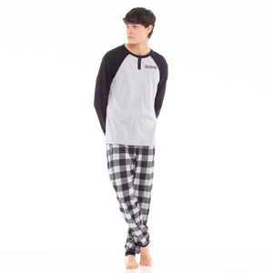 Pigiama uomo Kappa KMW22105 caldo cotone scacchi grigio melange