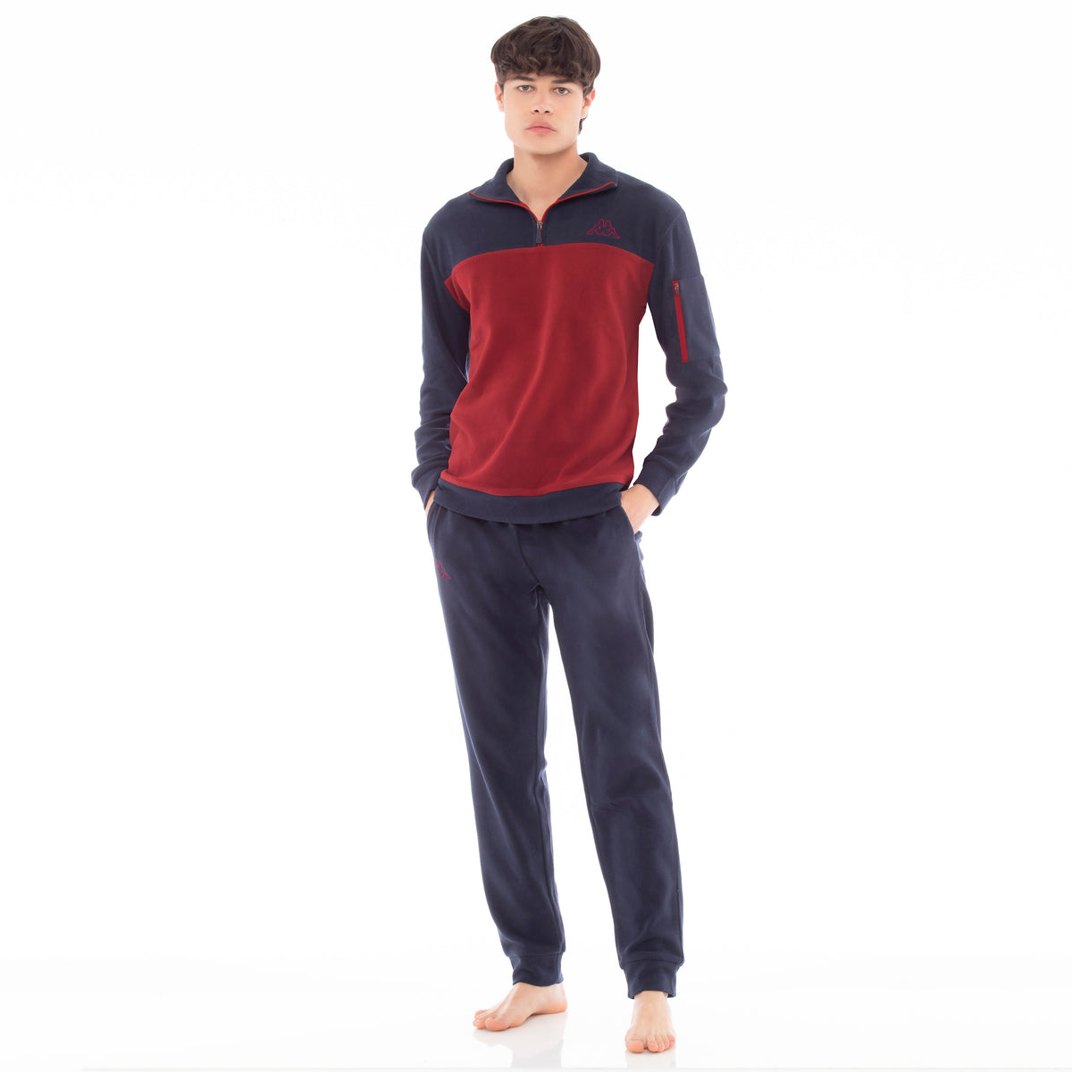 Tuta uomo pile micropolar con zip Kappa bordeaux KMW 22132