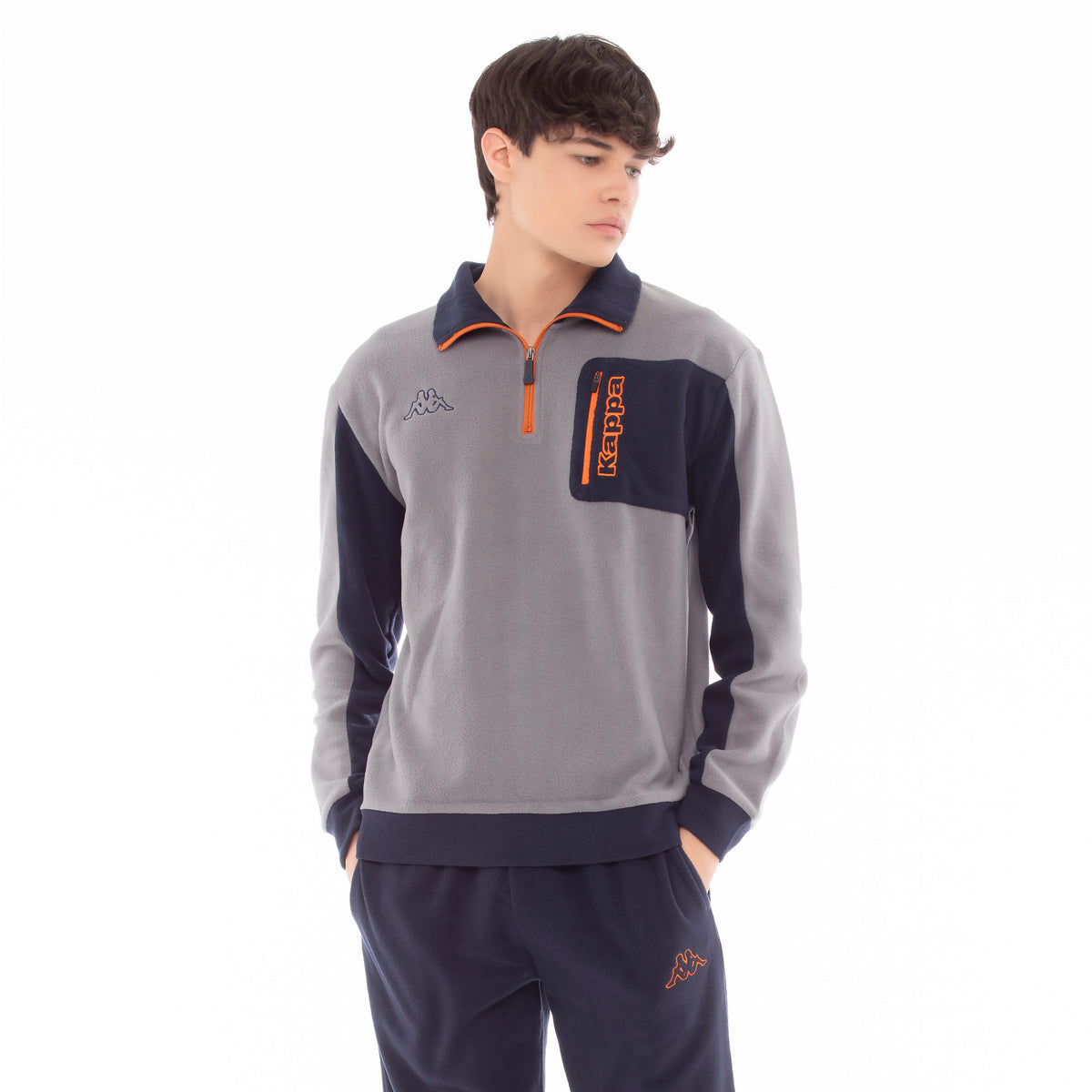 Pigiama tuta in pile micro polar mezza zip e taschino Kappa 22133 navy