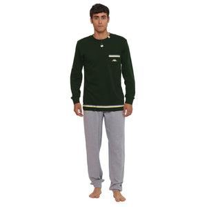 Pigiama uomo in caldo cotone scollo a serafino e taschino con logo Kappa KMW24612