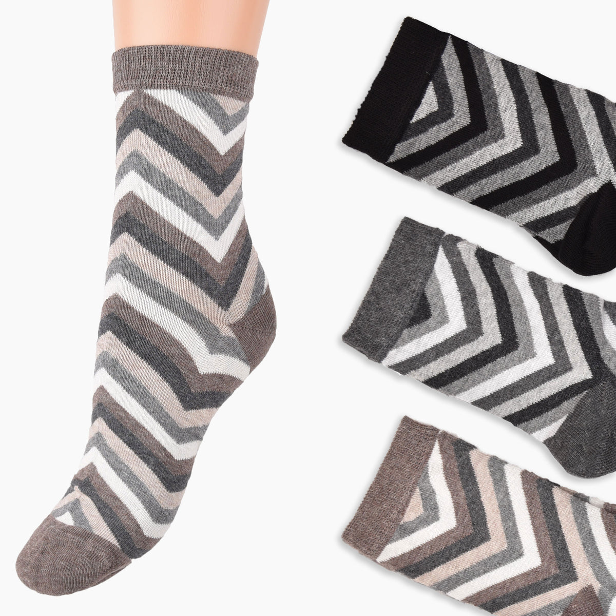 Calze donna Leon d'oro Kris moda fantasia zig zag 3 paia