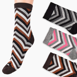 Calze donna Leon d'oro Kris 438 moda fantasia zig zag varB 3 paia