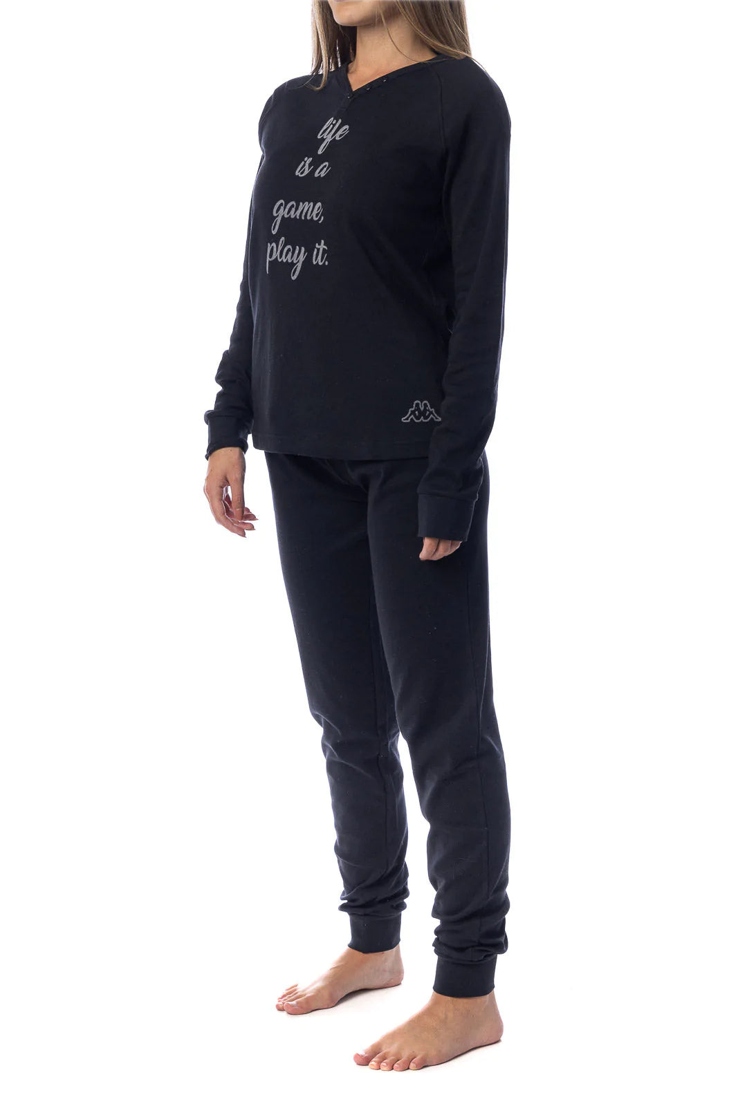 Pigiama Kappa donna nero caldo cotone modello sportivo KWW22209