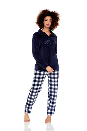 Pigiama donna Kappa 20661 blu caldissimo pile coral 