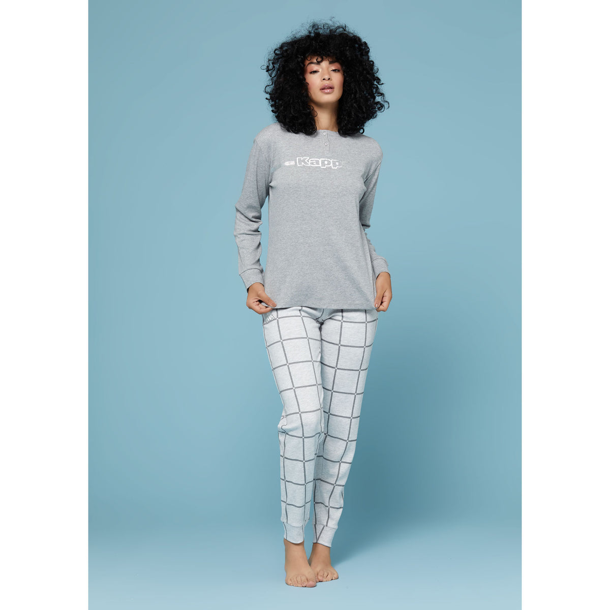 Pigiama donna Kappa 21368 caldo cotone grigio melange