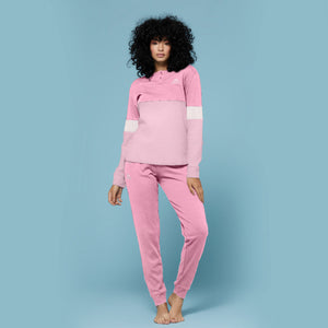 Pigiama donna Kappa caldo cotone rosa con polsini 21371