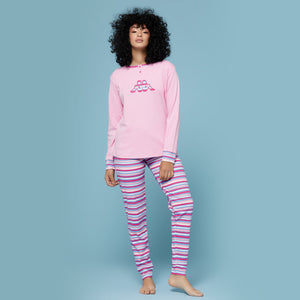 Pigiama donna caldo cotone Kappa 21373 rosa a righe