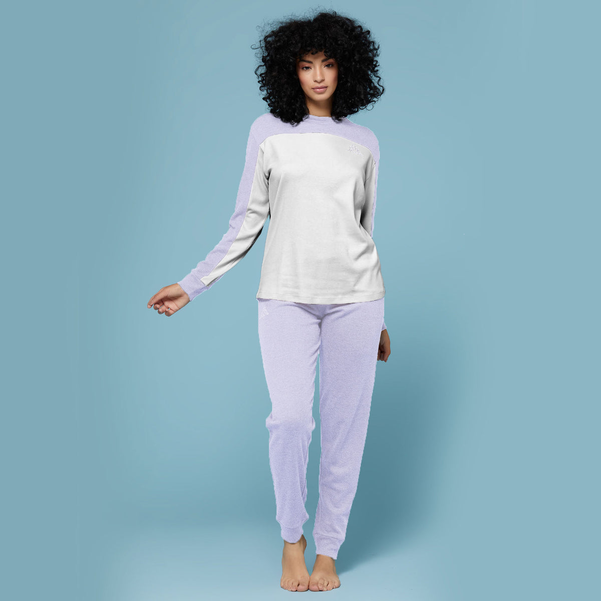 Pigiama Kappa donna caldo cotone 21386 grigio lilla