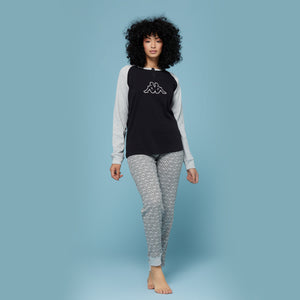 Pigiama donna Kappa cotone caldo 21387 nero grigio