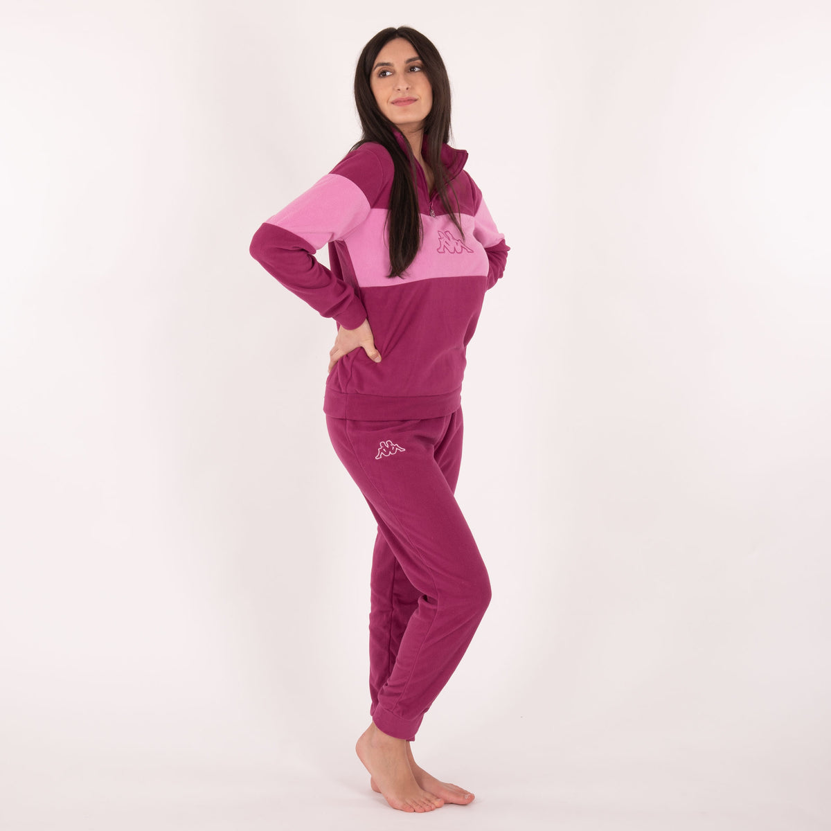 Pigiama donna invernale kappa 21394 prugna in pile
