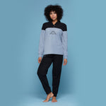 Pigiama donna collo a scialle in pile Kappa nero grigio 21395