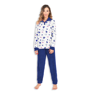 Pigiama donna coral caldissimo morbido Kappa 21703 panna