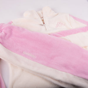 Pigiama donna coral caldissimo felpa mezza zip Kappa 21707 rosa panna 